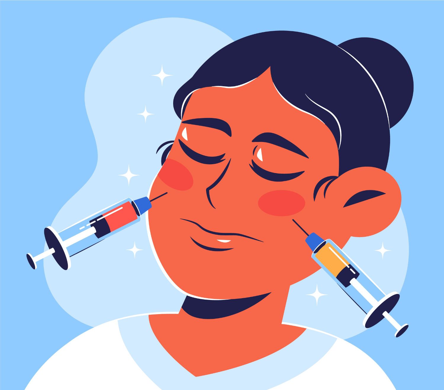 under eye profhilo gone wrong drawn image of woman receiving fillers under eyes